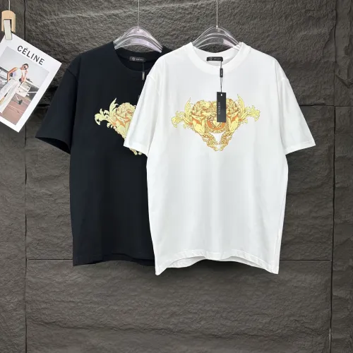 Versace New Couple Gold Portrait Logo Short Sleeve Casual Cotton T-shirt