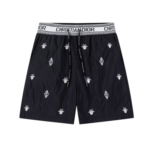 Dior Classic Embroidered Logo Beach Pants Casual Mesh Quarter Pants