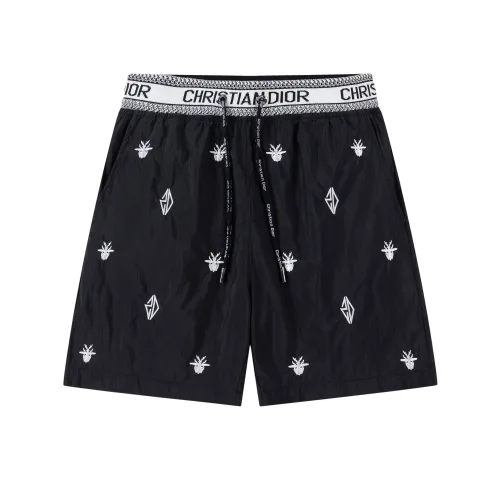 Dior Classic Embroidered Logo Beach Pants Casual Mesh Quarter Pants