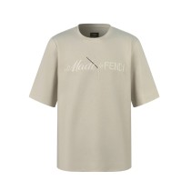 Fendi Classic 3D Embroidered Short Sleeve Unisex Loose Casual T-shirt