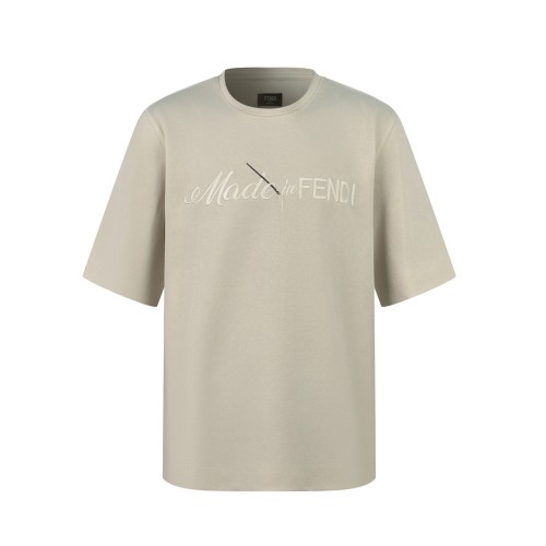 Fendi Classic 3D Embroidered Short Sleeve Unisex Loose Casual T-shirt