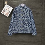 Louis Vuitton New Couple Checkerboard Washed Denim Coat