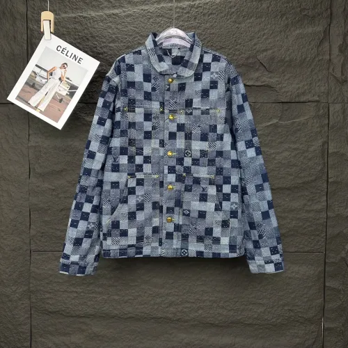 Louis Vuitton New Couple Checkerboard Washed Denim Coat