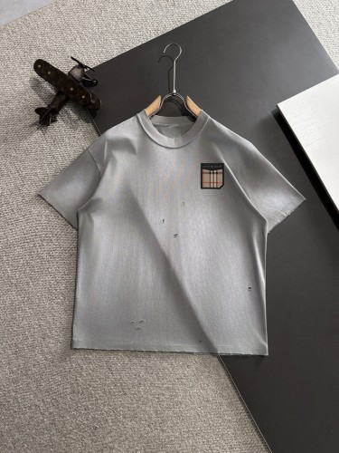 Burberry Spring/Summer New Men's Wax Printed Water Washed Short Sleeve T-shirt