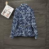 Louis Vuitton New Couple Checkerboard Washed Denim Coat