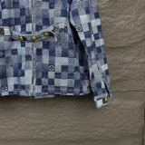 Louis Vuitton New Couple Checkerboard Washed Denim Coat