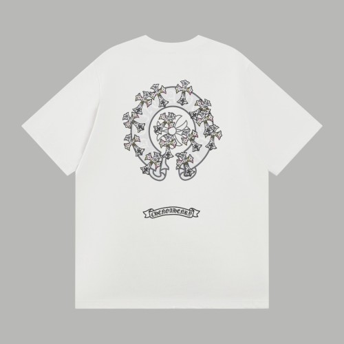 Chrome Hearts New Classic Cross Horseshoe Print Casual Versatile Short Sleeve