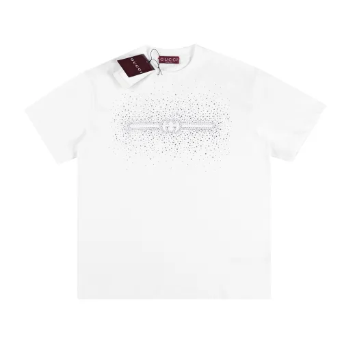 Gucci Classic Hot Diamond Double G Letter T-shirt Casual Versatile Short Sleeve