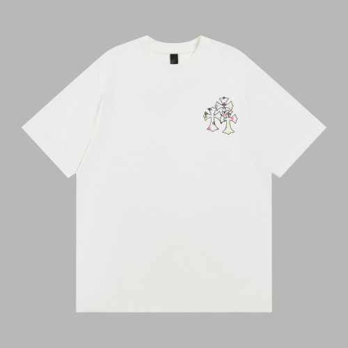 Chrome Hearts New Classic Cross Horseshoe Print Casual Versatile Short Sleeve