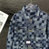 Louis Vuitton New Couple Checkerboard Washed Denim Coat