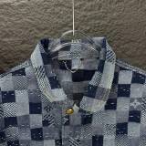 Louis Vuitton New Couple Checkerboard Washed Denim Coat