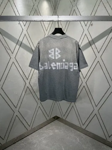 Balenciaga Spring/Summer New Washed T-shirt Unisex Casual Oversize Short Sleeve