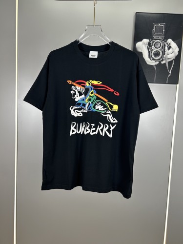 Burberry New Classic Color War Horse Printed T-shirt Unisex Oversize Round Neck Short Sleeve