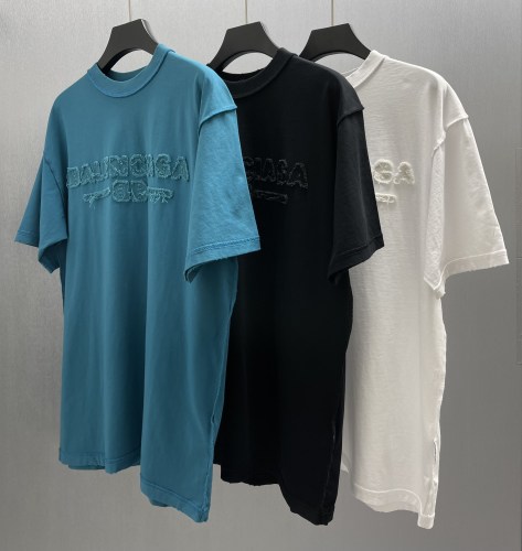 Balenciaga New Classic Patch Logo Short Sleeve Casual Round Neck T-shirt