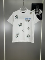 Gucci New Daisy Logo Printed T-shirt Unisex Casual Round Neck Short Sleeve
