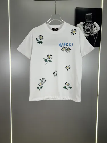 Gucci New Daisy Logo Printed T-shirt Unisex Casual Round Neck Short Sleeve