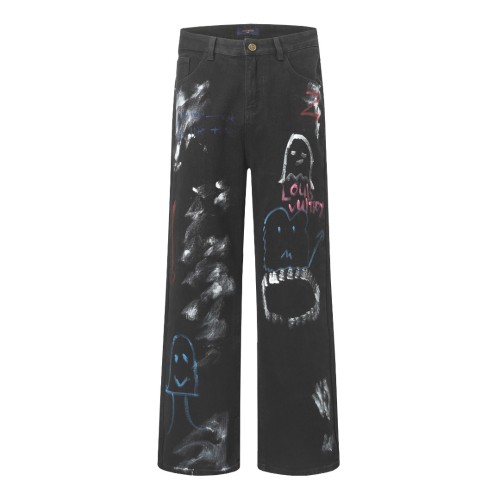 Balenciaga New Fashion Graffiti Printed Casual Washed Jeans