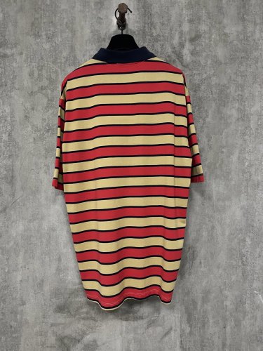 Prada New Unisex Classic Stripe Embroidered Logo Collar Polo Shirt