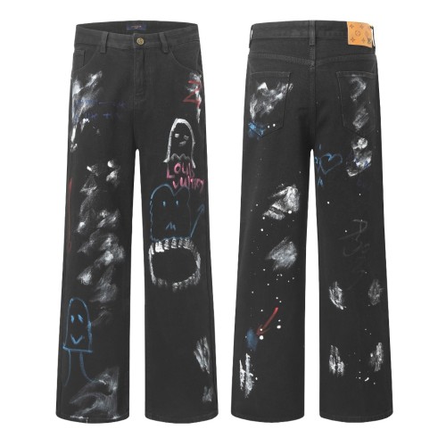 Balenciaga New Fashion Graffiti Printed Casual Washed Jeans