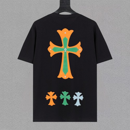 Chrome Hearts New Classic Embroidered Cross Horseshoe Short Sleeve T-shirt