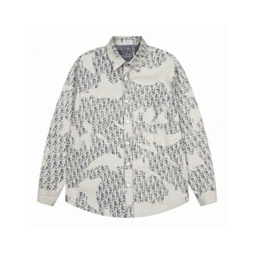 Dior New Classic Full Logo Printed Graffiti Washed Denim Shirt