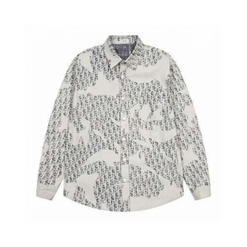 Dior New Classic Full Logo Printed Graffiti Washed Denim Shirt