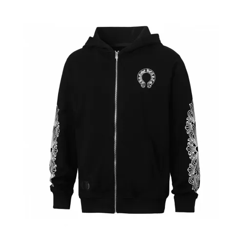 Chrome Hearts New Scroll Horseshoe Print Zipper Hoodie Coat
