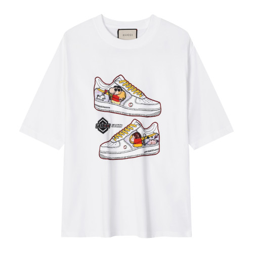 Gucci New Fashion Shoe Printed T-shirt Casual Round Neck Short Sleeve