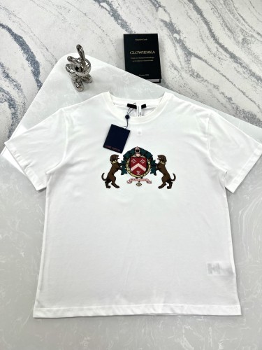 Louis Vuitton New Double Dog Badge Short Sleeve Casual Round Neck T-shirt