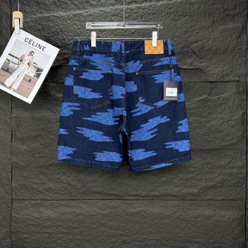 Louis Vuitton New Blue Sky and White Cloud Printed Couple's Washed Denim Shorts