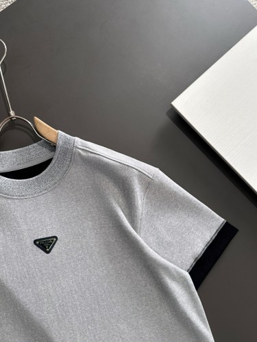 Prada Classic Triangle Logo Round Neck T-shirt Unisex Casual Short Sleeve