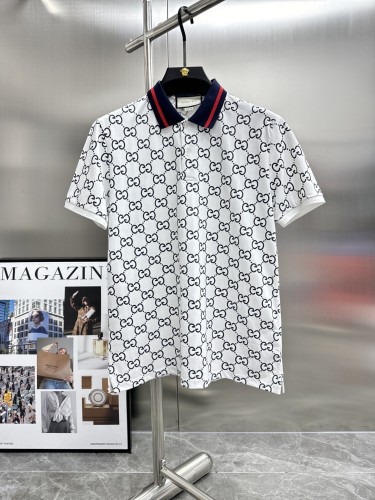 Gucci Classic Men Full GG Printed Short Sleeved Polo Shirt
