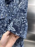 Louis Vuitton New Classic Full Logo Printed Denim Short Sleeve Set