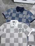 Louis Vuitton New Embroidered Logo Checkered Short Sleeved Polo Shirt