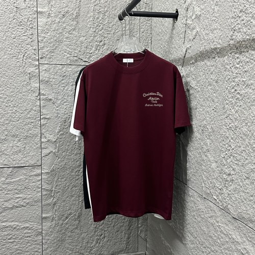 Dior New Couple Silver Thread Embroidered Letter Logo Casual T-shirt Short Sleeve