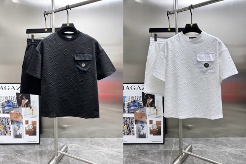 Fendi New Classic Full Embossed Logo Casual Short Sleeve Set