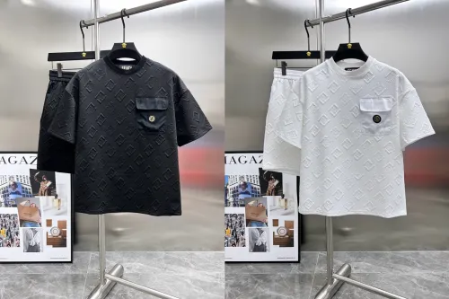 Fendi New Classic Full Embossed Logo Casual Short Sleeve Set