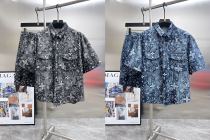 Louis Vuitton New Classic Full Logo Printed Denim Short Sleeve Set