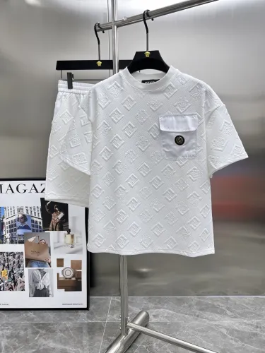 Fendi New Classic Full Embossed Logo Casual Short Sleeve Set