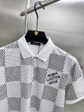 Louis Vuitton New Embroidered Logo Checkered Short Sleeved Polo Shirt