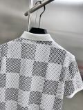 Louis Vuitton New Embroidered Logo Checkered Short Sleeved Polo Shirt