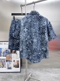 Louis Vuitton New Classic Full Logo Printed Denim Short Sleeve Set