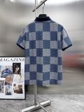 Louis Vuitton New Embroidered Logo Checkered Short Sleeved Polo Shirt