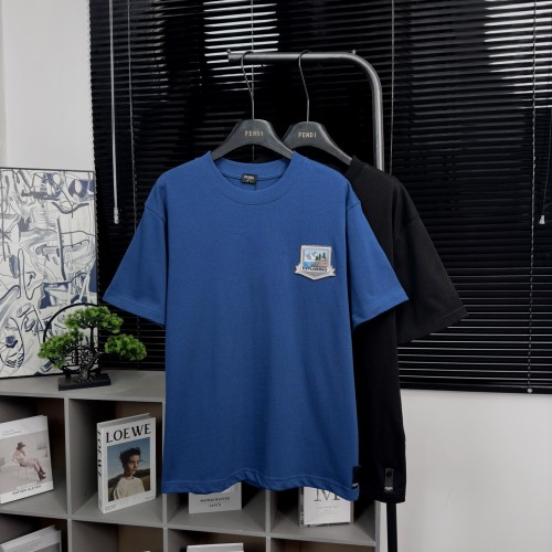 Fendi New Embroidered Winter Snow View Short Sleeve Couple Casual T-shirt