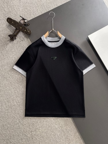 Prada Classic Triangle Logo Round Neck T-shirt Unisex Casual Short Sleeve