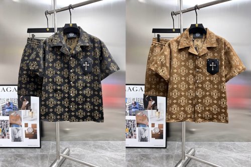 Chrome Hearts New Classic Full Cross Printed Casual Short Sleeve Set