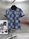 Louis Vuitton New Embroidered Logo Checkered Short Sleeved Polo Shirt