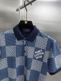 Louis Vuitton New Embroidered Logo Checkered Short Sleeved Polo Shirt