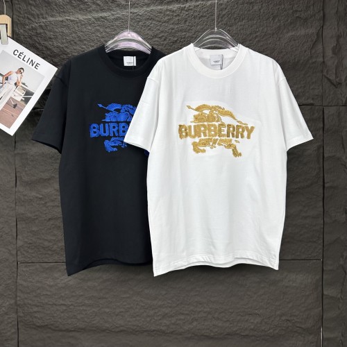 Burberry Classic Embroidered War Horse T-shirt Couple Casual Loose Short Sleeve