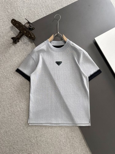 Prada Classic Triangle Logo Round Neck T-shirt Unisex Casual Short Sleeve
